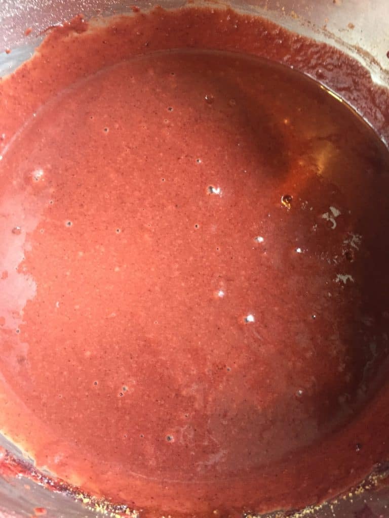 Bright red cake batter