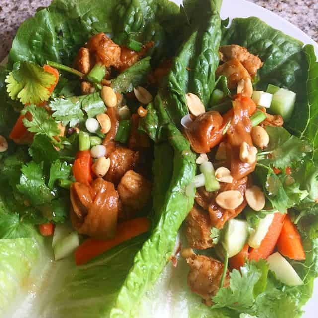 Thai Chicken Lettuce Cups - FlyPeachPie
