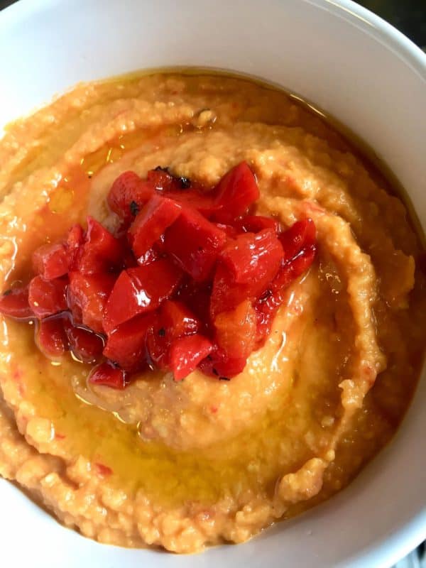 roasted red bell pepper I use jarred but you can make your own