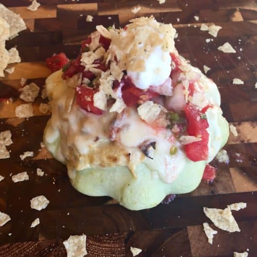 Chicken Enchilada Stuffed Patty Pan Squash Flypeachpie