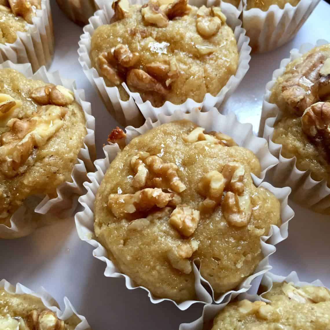 Healthy Banana Honey Walnut Muffins FlyPeachPie
