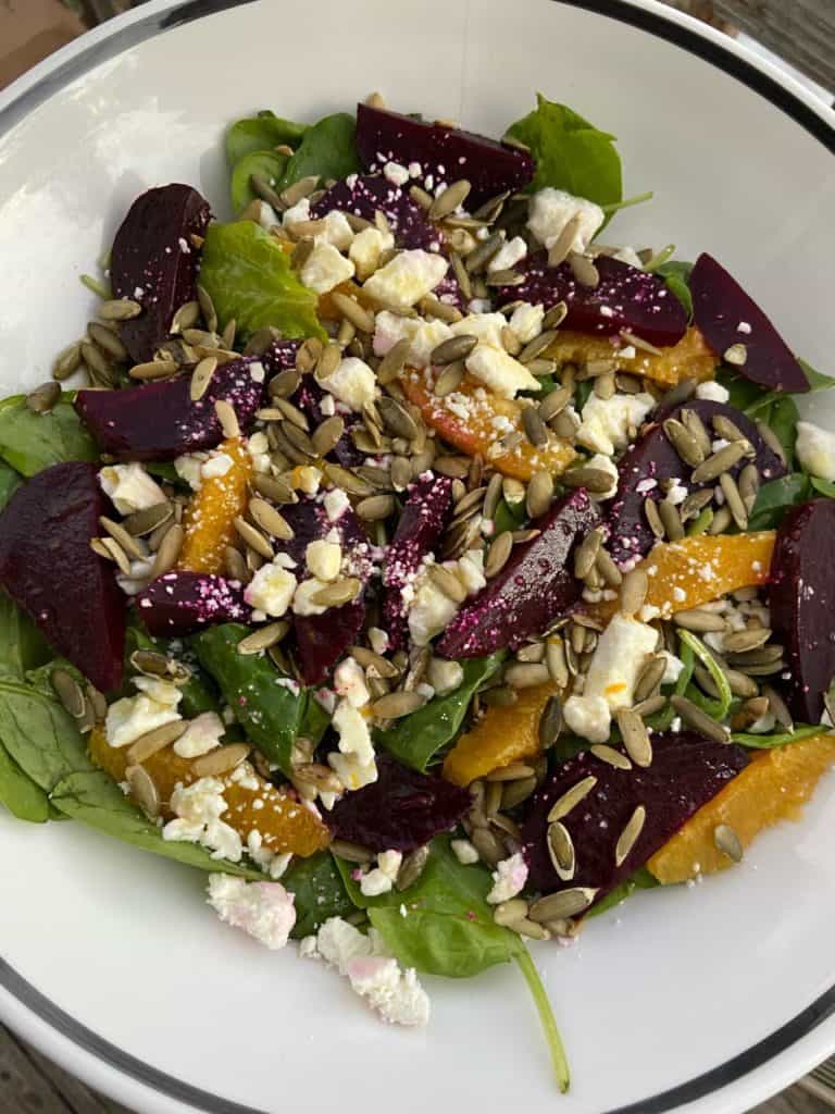 Roasted beet, feta and orange salad