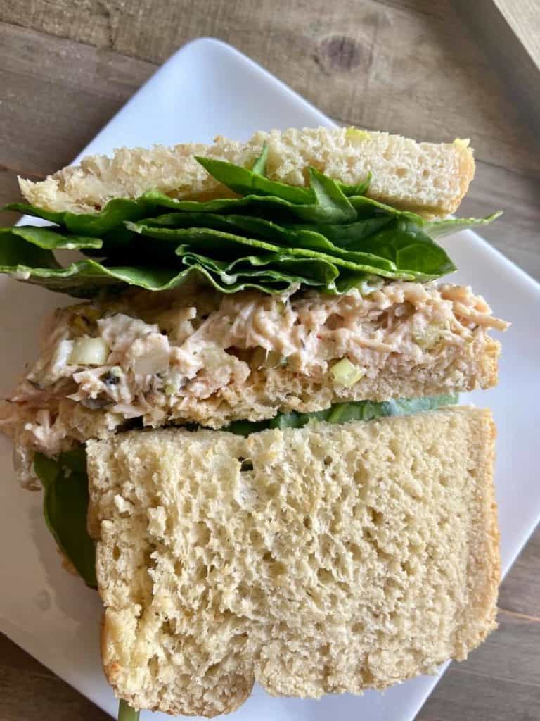 Dill lovers chicken salad sandwich with spinach 