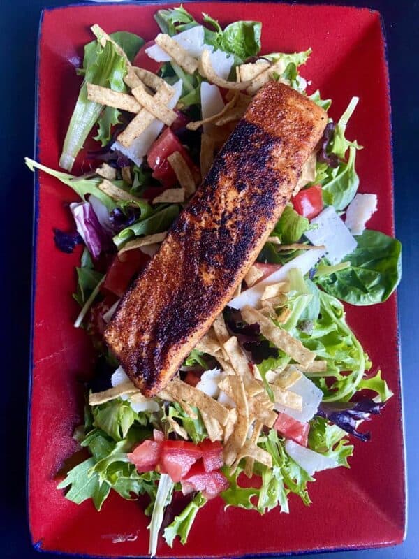 Blackened Salmon Caesar Salad FlyPeachPie