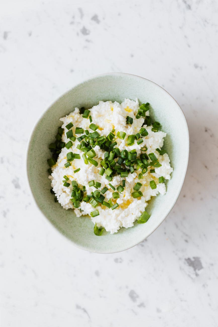 bowl with healthy food in kitchen