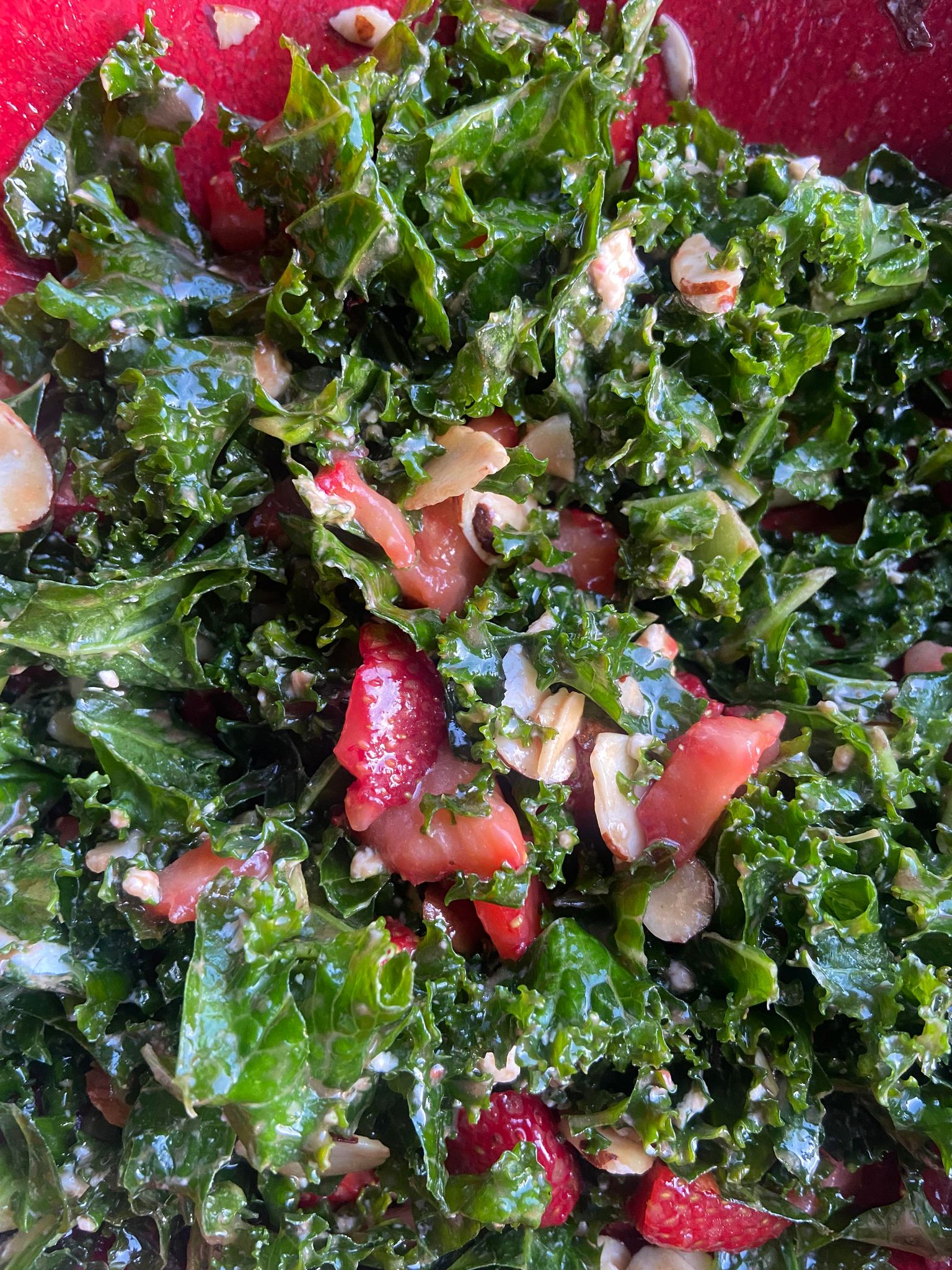 Strawberry Goat Cheese Kale Salad FlyPeachPie